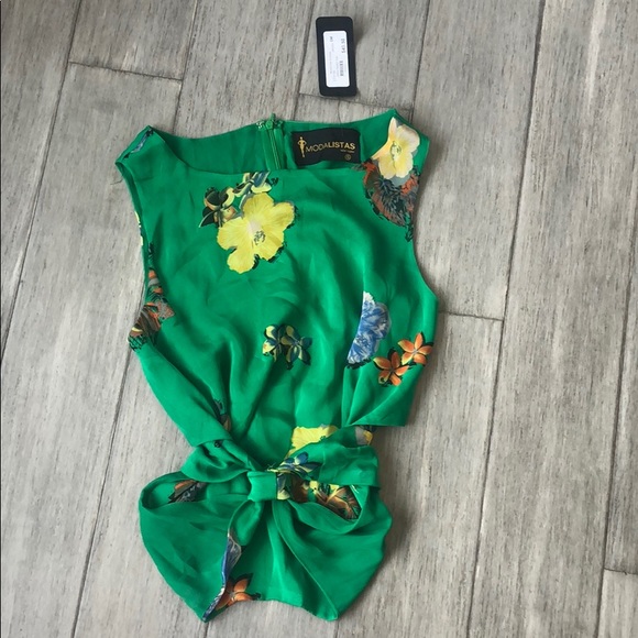 MODALISTAS  Green & Floral Summer Top - Picture 1 of 5